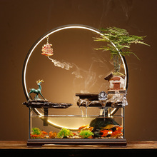 循环流水器生财客厅创意摆件办公室玻璃鱼缸桌面景观开业礼品