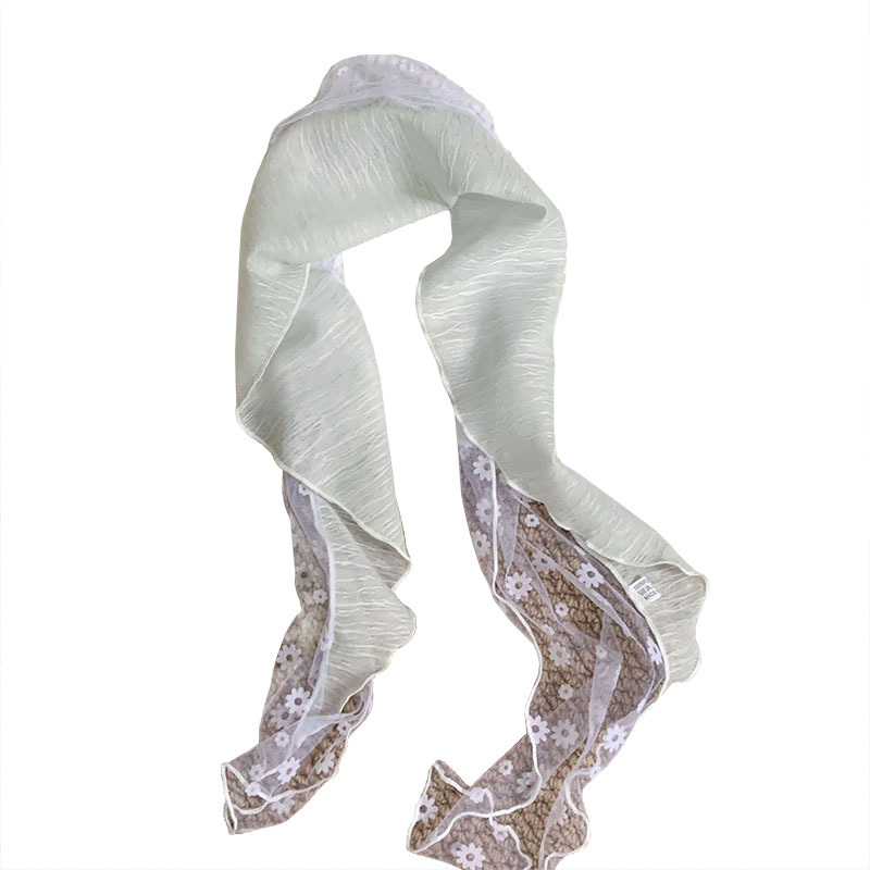 Pañuelo femenino estilo pastoral bufanda de cuello de todo fósforo costura bufanda de seda de encaje floral bufanda triangular de sentido avanzado cintura