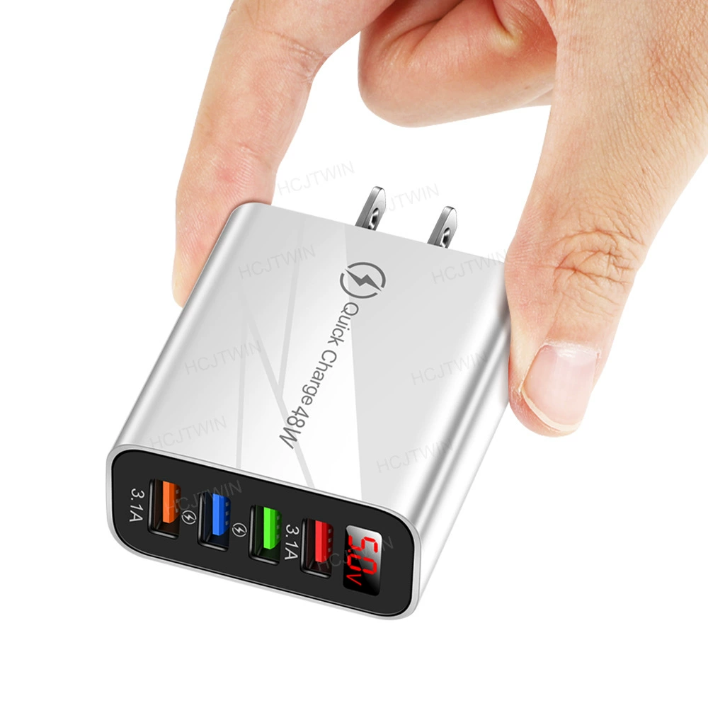 4usb number showing the fast mobile phone charger 3.1A real -time inverter LCD number show charger charger charging header