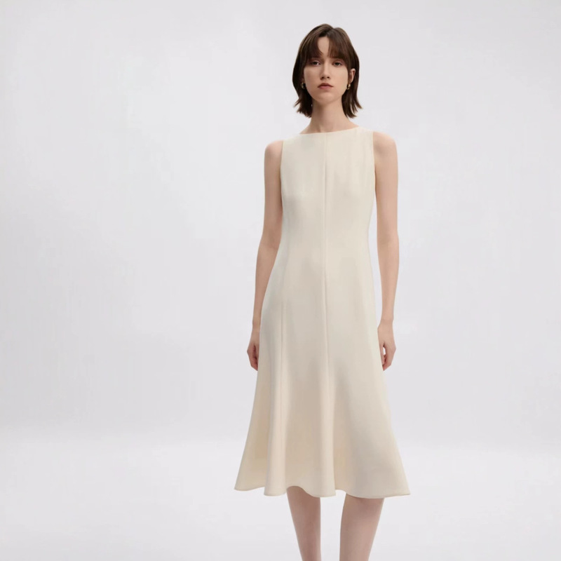 Lang Series In-Stock Triacetate White Sleeveless Elegant Waist-Cinching Casual Dress 2026 Summer New Style Dress Lang Series In-Stock Triacetate White Sleeveless Elegant Waist-Cinching Casual Dress 2026 Summer New Style Dress