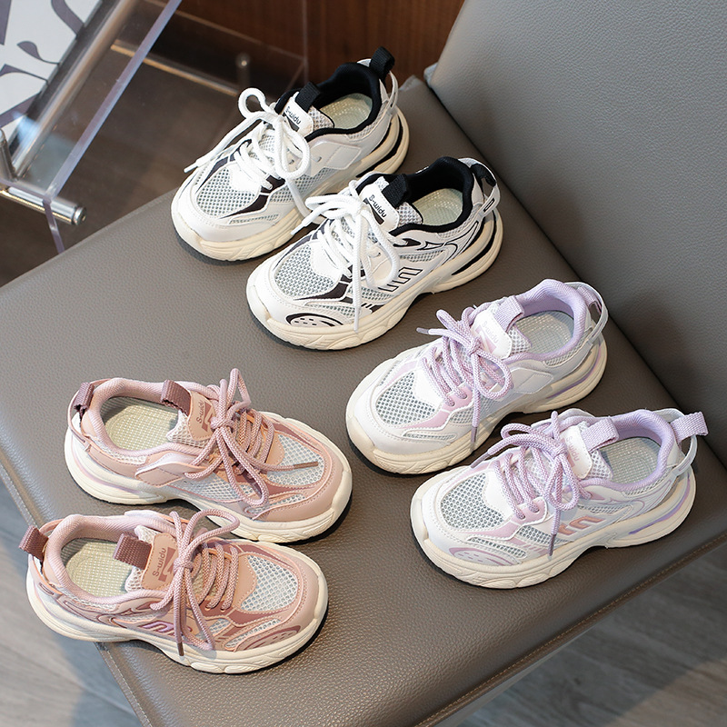 Barnsport 2024 Ny stil Herr Flickor Pappa Vår och Höst Baby Andningsbara Meshskor Sommar_voghion.com