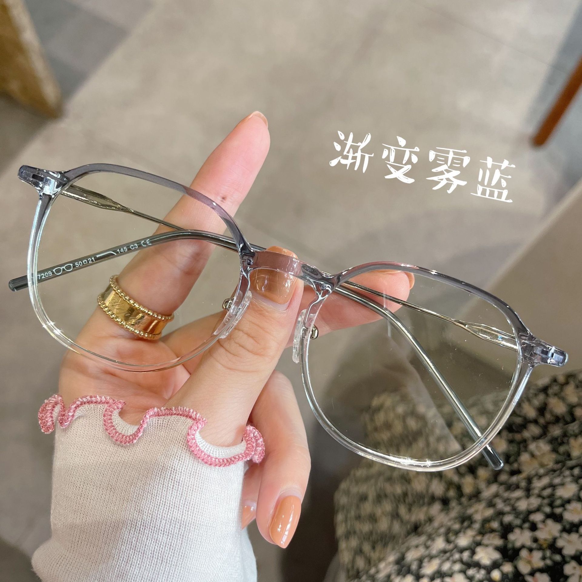 安科超輕近視眼鏡女可配有度數防藍光顯臉小素顏眼鏡框架眼鏡7209