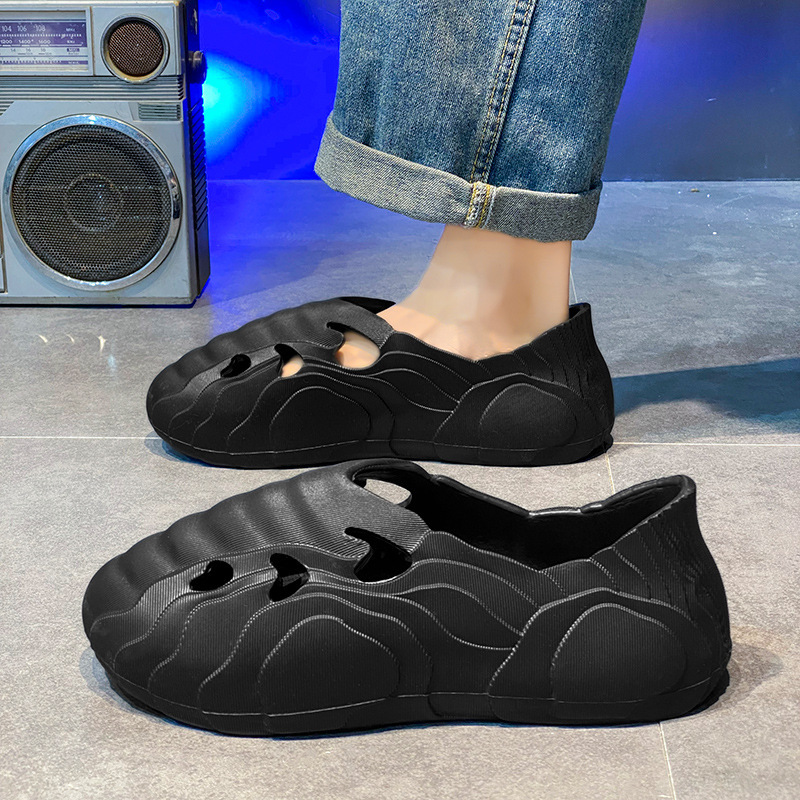 Zapatos de mierda de verano para hombres antideslizantes de doble uso zapatillas casuales con cabeza de bolsillo red rojo súper fuego sensación de sandálias de playa