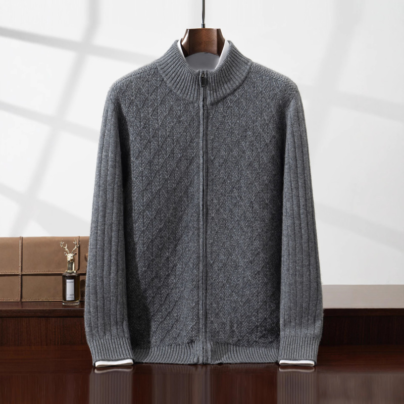 2025 Autumn/Winter Men's Trendy Loose Knit Cardigan Orchid Round Neck Versatile Youth Fashion Jacket