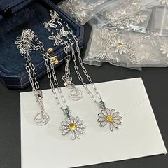 夏季新款GD满钻雏菊项链男女同款通体925银权志龙联名高版锁骨链