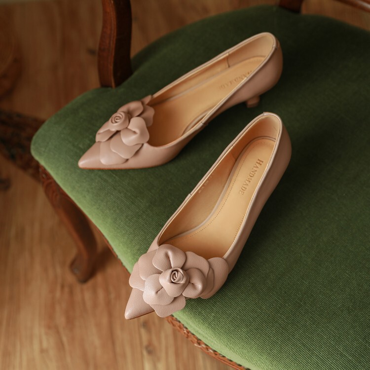 French Style Small Heel Pointed Bridesmaid Wedding Shoes Women's Spring and Autumn Mid-Heel 2022 Small Fairy Style Late and Late Gentle