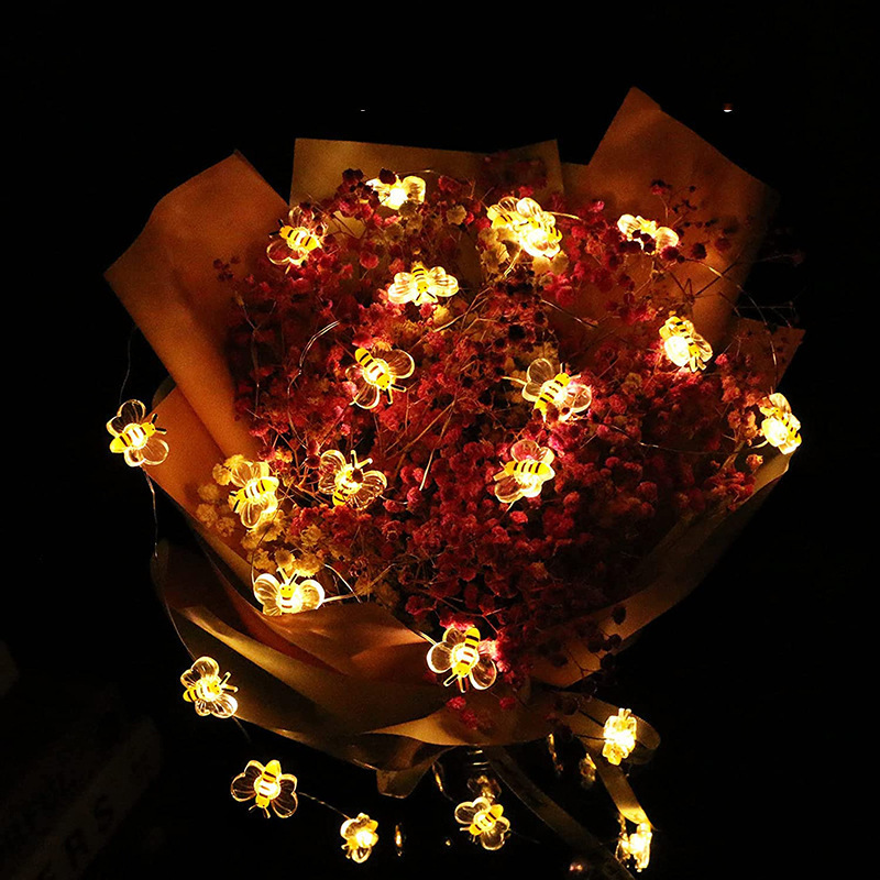 Transfronteriza nuevo Festival de la abeja luz de la secuencia 3D abeja modelado Luz Decoración de vacaciones LED alambre de cobre luz ambiente Accesorios