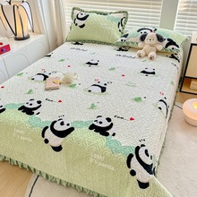 冬季加厚牛奶绒床盖三件套家用保暖珊瑚绒铺盖单件折叠加绒床盖