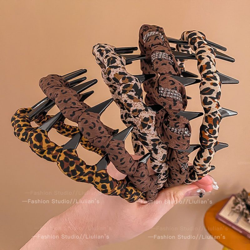 Vintage Leopardenmuster Damen 2025 Neues hohes Totenkopf-Haarband für den Alltag, zum Bügeln, Gesichtwaschen, als Haarspange_voghion.com