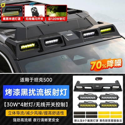 500 Roof Rack Ladder: Roof rack - tank-500-painted-black-quad-outlet-spoiler-2-pairs-of-spotlights-yellow-white-light