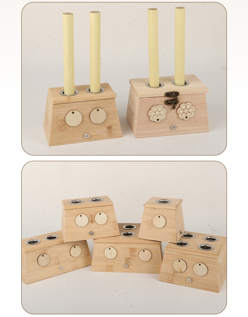 Wooden Moxibustion Box ZT002 Portable Moxa Burner for Home Warming Therapy preparation