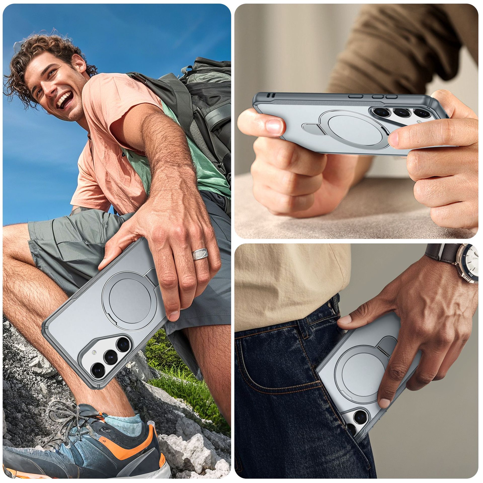 Handyhülle passend für Samsung S25U/S25 Edge/S24, magnetische Halterung mit glatter Oberfläche_voghion.com