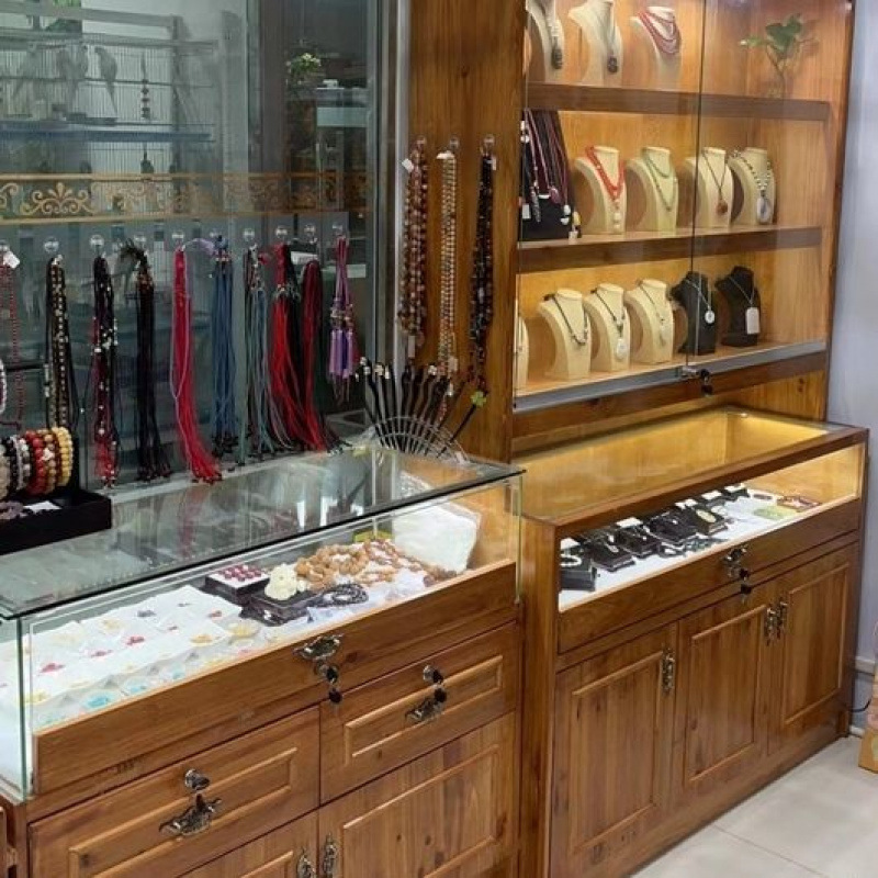 实木中式复古珠宝饰品文玩古董翡翠玉器蜜蜡博物馆玻璃陈列展示柜