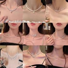 珍珠项链女百搭饰品小众设计高级感巴洛克串珠甜酷辣妹锁骨链批发