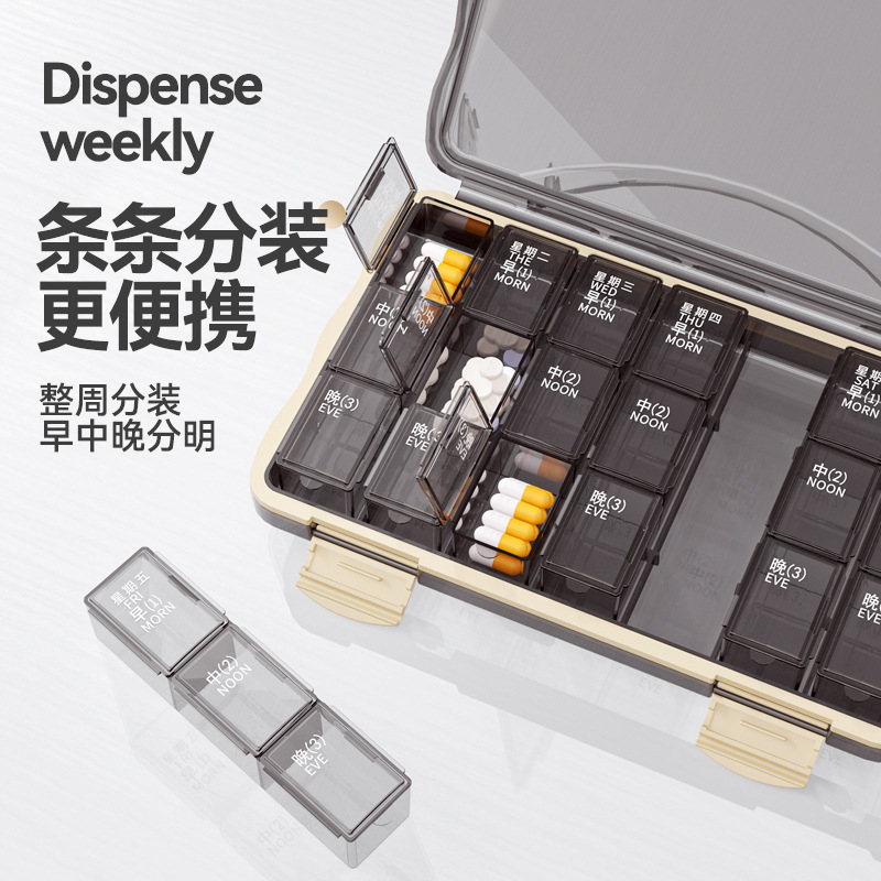 Medicine Box for Seven Days a Week, Travel Transparent Medicine Box, Portable Medicine Box, Medicine Dispensing Box, Medicine Storage Box, Cross-Border Medicine Box