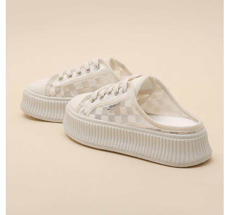 Τα γυναικεία εξωτερικά ενδύματα με διχτυωτές μύτες και μισές παντόφλες είναι μοντέρνα το καλοκαίρι του 2023, νέες χοντρές σόλες, χωρίς τακούνι και λευκά παπούτσια για τεμπέληδες_voghion.com