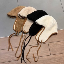 韓國東大門可愛綁帶羊羔毛雷鋒帽韓版秋冬季防寒保暖騎車護耳帽子