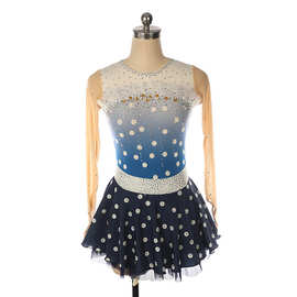 福诺儿童成人花样滑冰服女童表演比赛考级裙子波点加头花手套