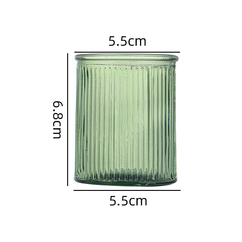 Transfronterizo Amazon para el conjunto de vela de vidrio en relieve, taza de cera de banana de color, candelabro a rayas, patrón de diamante