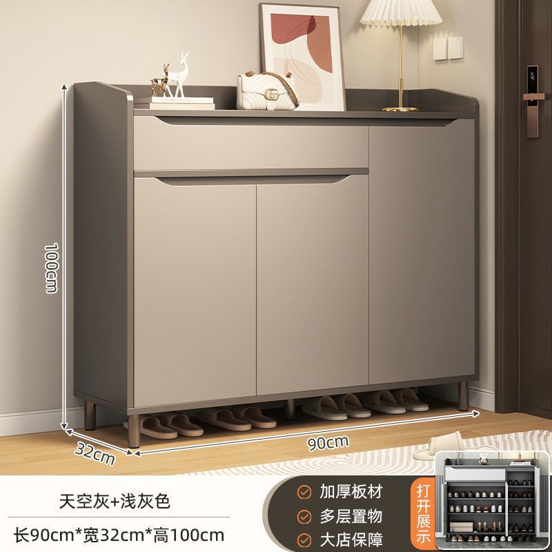 靴キャビネットホームドア 2025 新しいホットスタイル屋内玄関キャビネット一体型収納キャビネット無垢材脚多層靴ラック|undefined