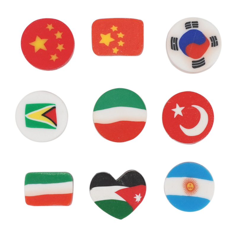 100 National Flag Pattern Soft Pottery Slices Beaded Accessories DIY Handmade Bracelet Necklace Jewelry Soft Pottery Accessories