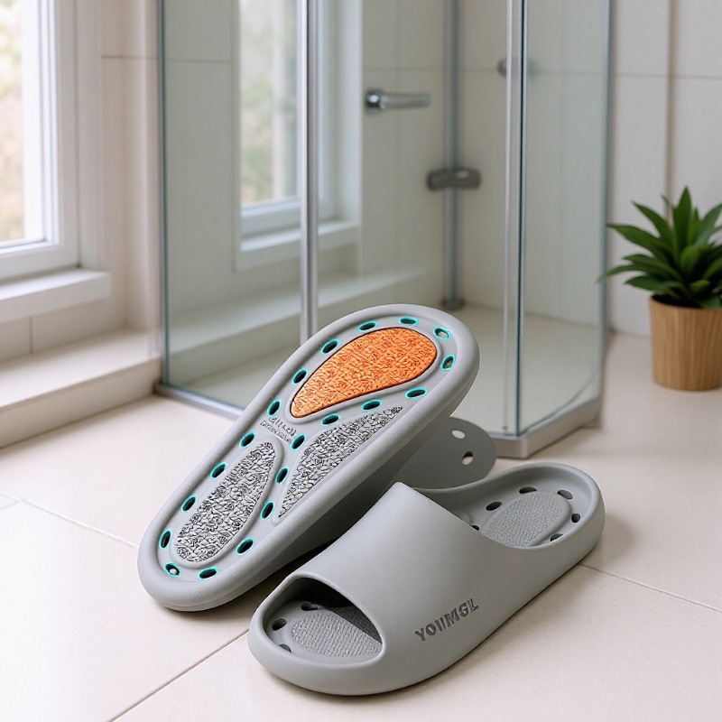 Non-Slip Water-Draining Bath Slippers Men, Indoor Home Use, With A Comfortable Feel, Bathroom-Specific EVA Top Quality Sandals For_voghion.com