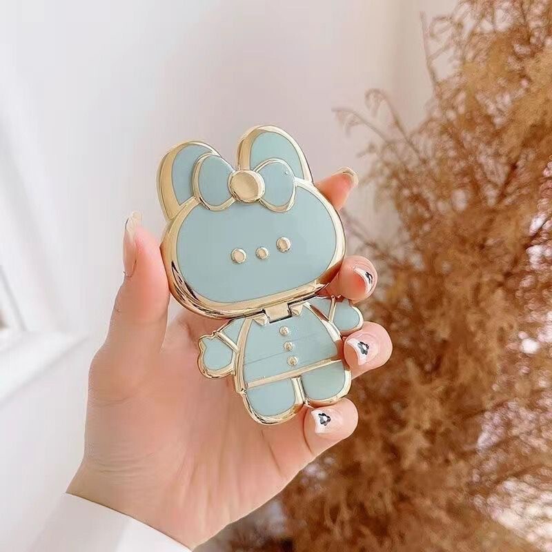 ウサギの化粧鏡携帯電話ホルダーバックステッカー折りたたみミラーかわいい漫画蝶ウサギの携帯電話ケースアクセサリー|undefined