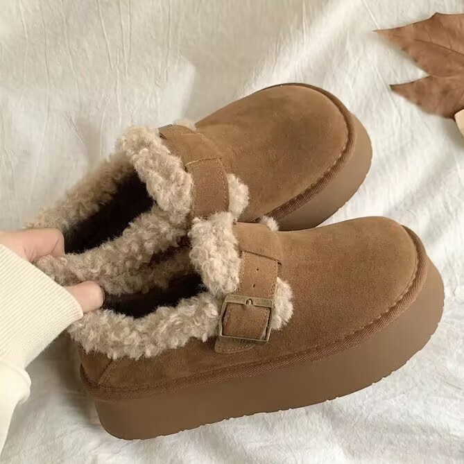Thick-Soled, Fleece-Lined, and Thickened Loafers for Women, 2026 New Autumn and Winter Style, Warm Snow Boots