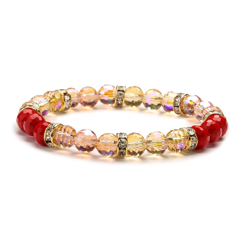 Estilo coreano Super brillante colorido cristal 96 granos de la tierra de la superficie 8/10MM corte de cristal multi-color pulsera de cuentas