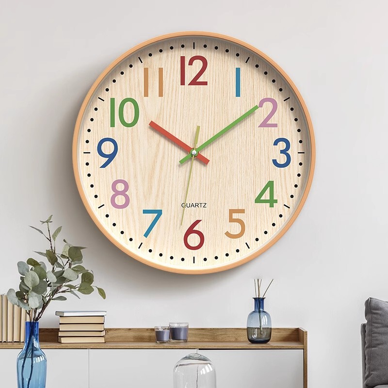 Wall Clock Children's Clock Hanging Living Room Home Wall Internet Red Clock Fashion Room Decorative Watch Punch-Free Manufacturers
