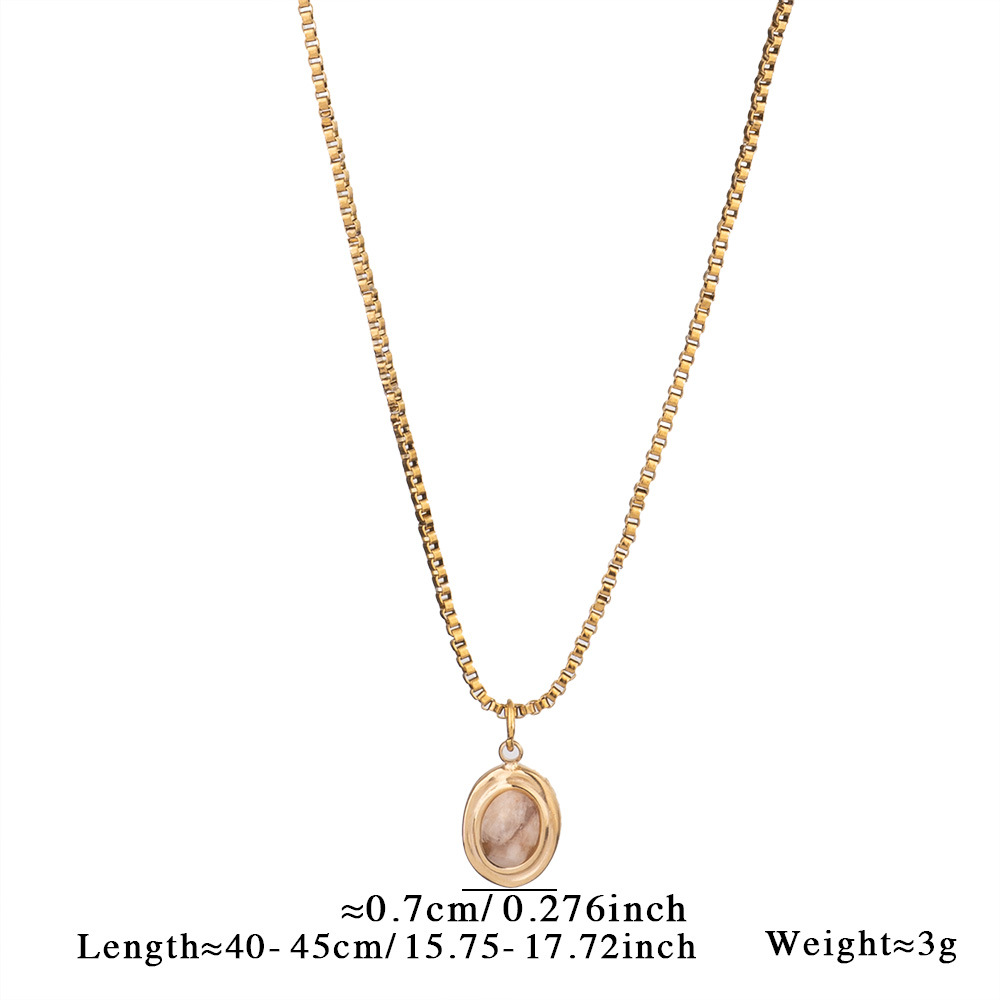 6g Weight Titanium Steel Pendant Material Natural Stone Inlay Material Pendant Necklace Classification Titanium Steel Chain Material cable chain, box chain Chain Type 1 Piece Quantity Casual, Shopping Occasion Titanium Steel Material Geometric, Oval, Heart Shape Pattern Women's Gender Plating Design Vintage Style, Classic Style Style Wholesale Jewelry Vintage Style Classic Style Geometric Oval Heart Shape Titanium Steel Natural Stone Plating Pendant Necklace 13