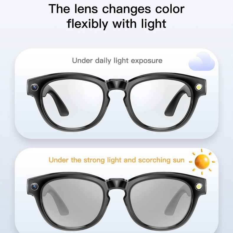 AI撮影スマートグラスカメラ付き色変化レンズHD写真とビデオ物体認識翻訳Bluetoothメガネ|undefined