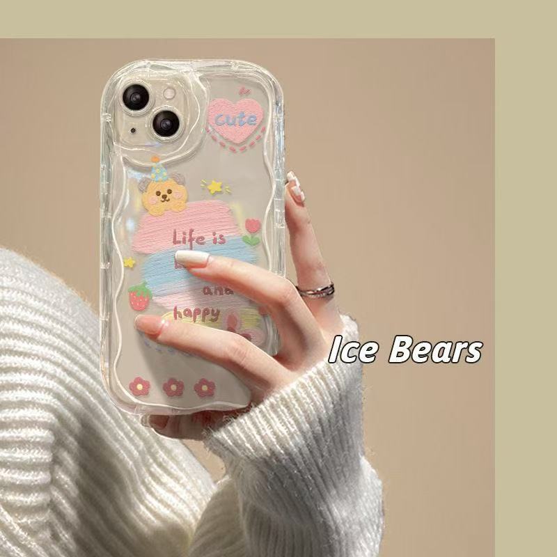 Pigment Bear Adecuado para Apple 16Promax Funda para teléfono móvil Anti-caída iPhone15 Japón y Corea del Sur ins14/13 Europa y América 12