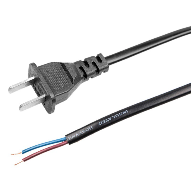 Национальный стандартный одножильный кабель питания из чистой меди, малый европейский двухконтактный луженый штекер с проводом, двухконтактный штекер с открытыми концами.