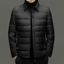 24冬季新款轻薄鹅绒羽绒服保暖休闲中年商务男士男士翻领男装外套