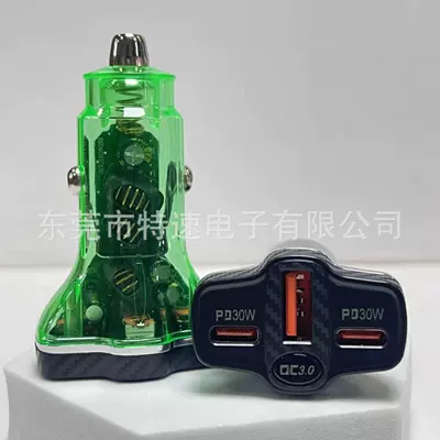 car charger multi-C QC super: Mobil şarj cihazları - green-transparent-bare