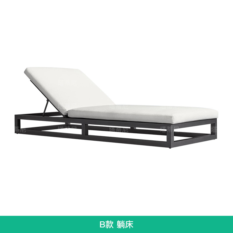 Silla de madera maciza al aire libre Villa patio impermeable muebles de protección solar Jardín al aire libre hotel playa casual cama de madera