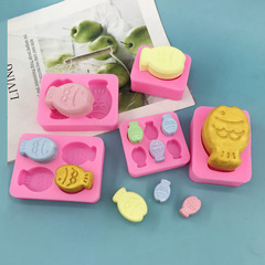 卡通鯛魚燒糖果捏捏樂硅膠模具 巧克力DIY烘焙模具蛋糕裝飾模具