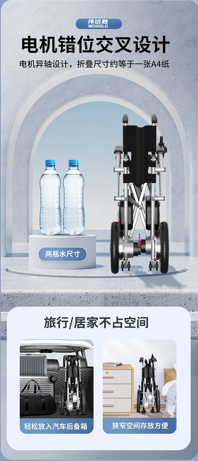 Weidasheng Electric Four-Wheel Vehicle for the Elderly and Disabled, Foldable, Convenient for the Elderly to Travel, Healthy and Comfortable Choice