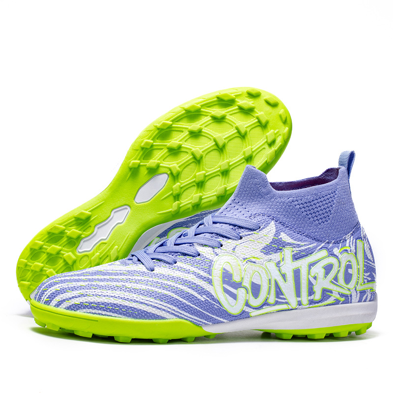 Tenis de Fútbol de Cuello Alto TF con Tacos de Goma de TPU y Cuero Sintético Ligero para Césped Sintético y Natural