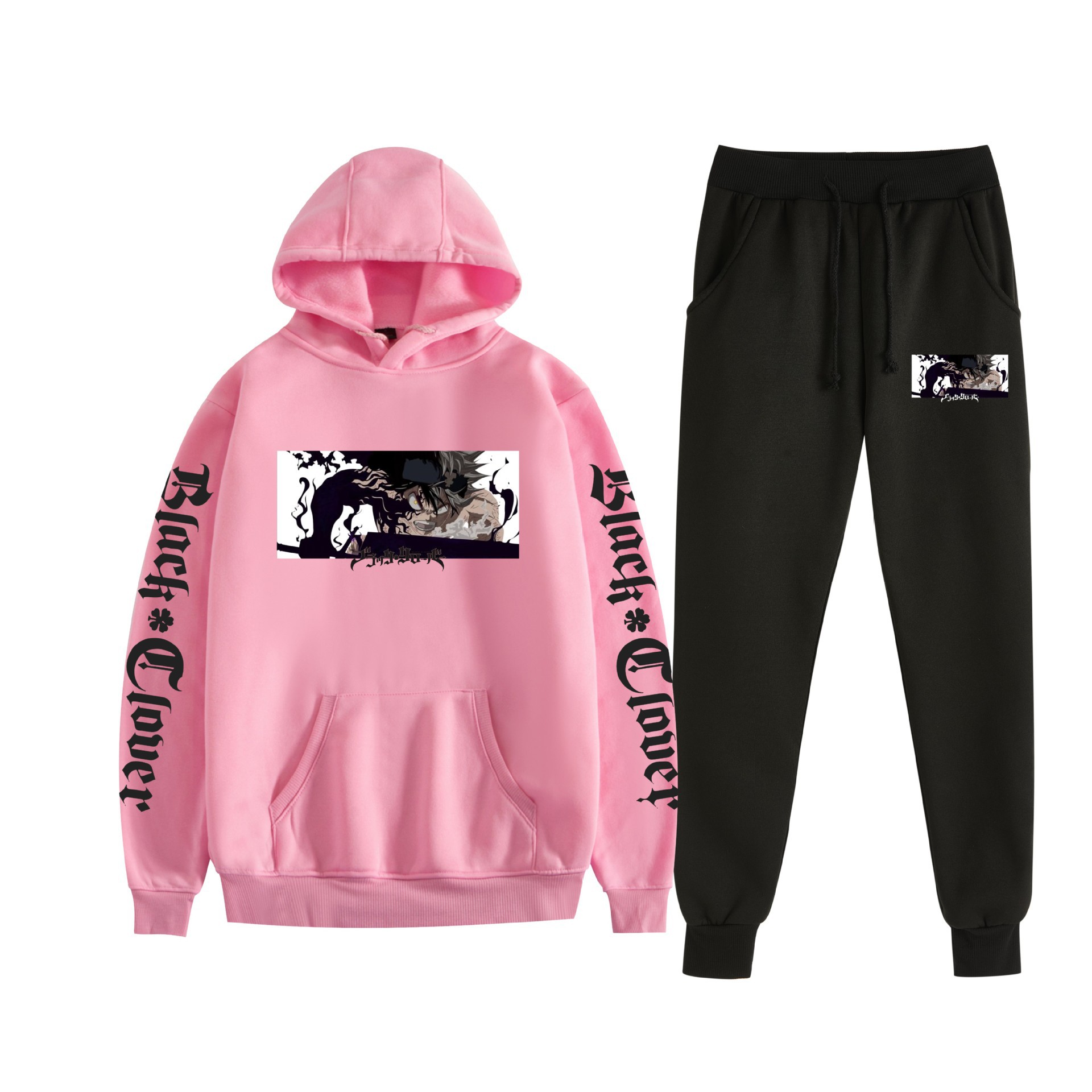 Comercio exterior nuevo estilo riman black trébol de cuatro hojas-Black Clover suéter con capucha corsés traje de dos piezas