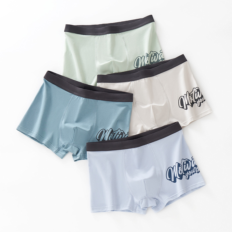 Huanghua Teenager Big Children's Underwear Four-piece Combed Cotton Boys' Boxer Underwear Boys' Boxer Student Underwear