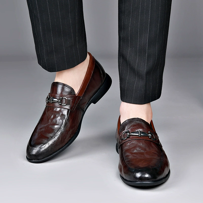 Men's shoes for leisure for leather shoes, classic suit jacket, breathable footwear, genuine leather