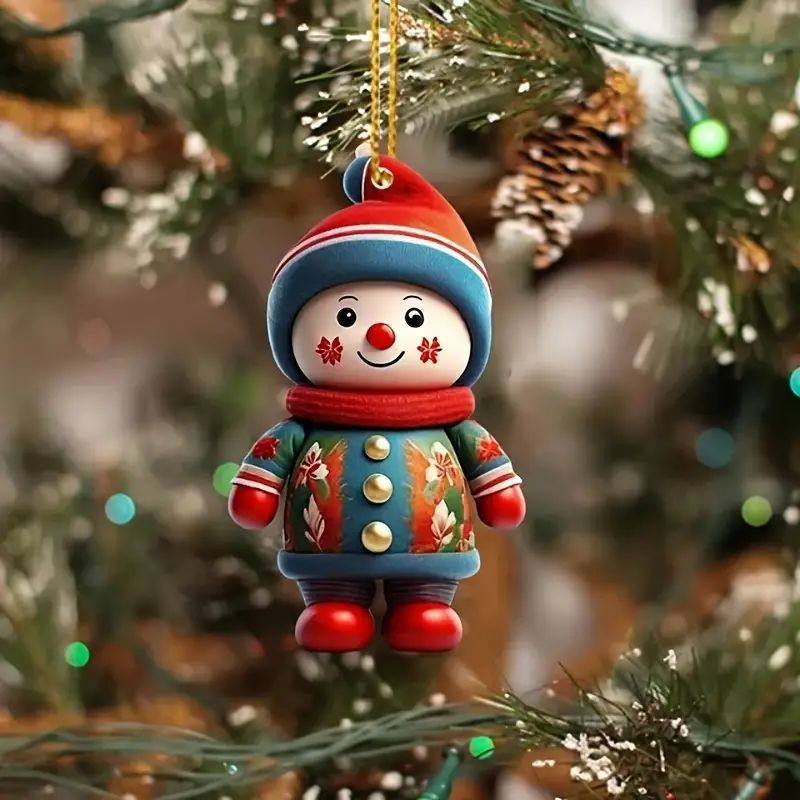 Nuevos productos transfronterizos personajes lindos de Navidad accesorios de automóvil acrílico plano espejo retrovisor decoración colgante
