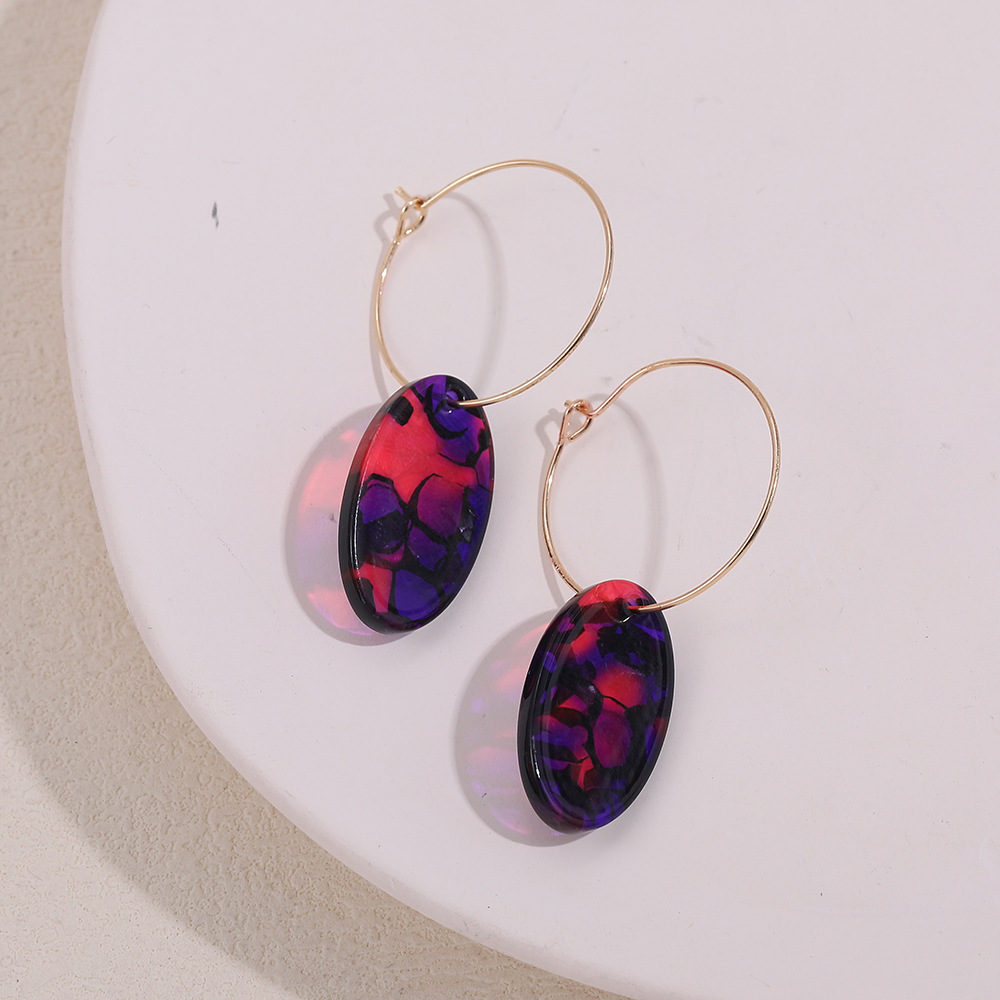 Autumn New Oval Acetate Plate Acrylic Earrings display picture 6