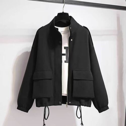 Sweater coat, women's autumn outerwear, in stock, new Korean loose all-matching solid color top, fashionable jacket, baseball uniform