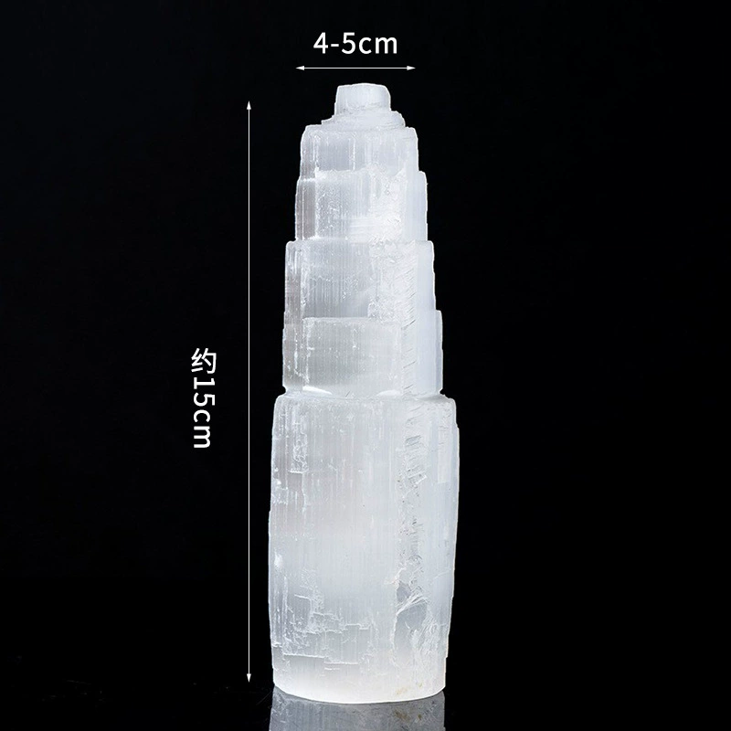 Gypsum tower night lamp, Moroccan translucent crystal ornament, LED base options, 6–20 cm
