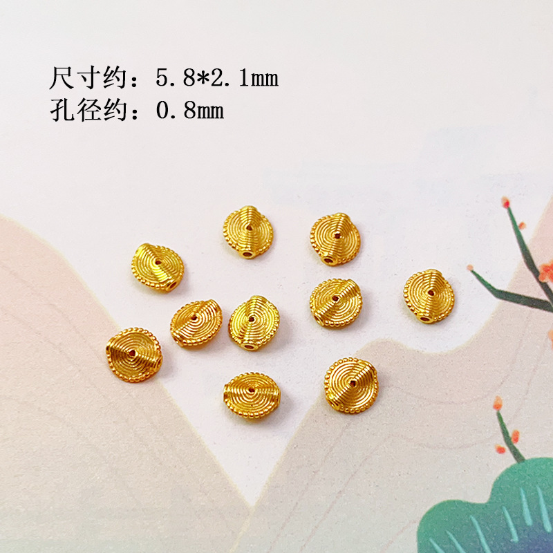 S925 Silver Gold-Plated Brushed Spacer Beads Barrel Beads Round Beads Bamboo Accessories Bracelet Necklace Charms DIY Semi-Finished Accessories New