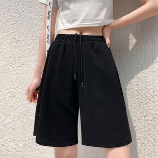Niche Sports Shorts Women's Summer 2023 New Loose Casual All-match Mid-length Pants Simple Black Off-top Pants