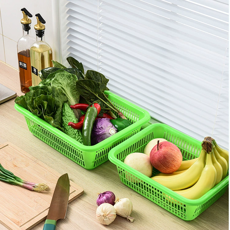 Rectangular Plastic Storage Basket, Multi-Size Vegetable Wash & Storage, Stackable